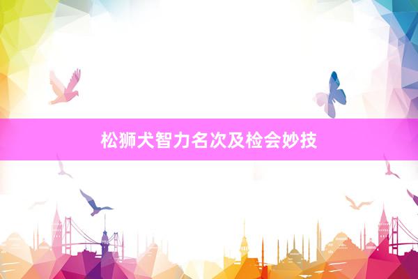 松狮犬智力名次及检会妙技